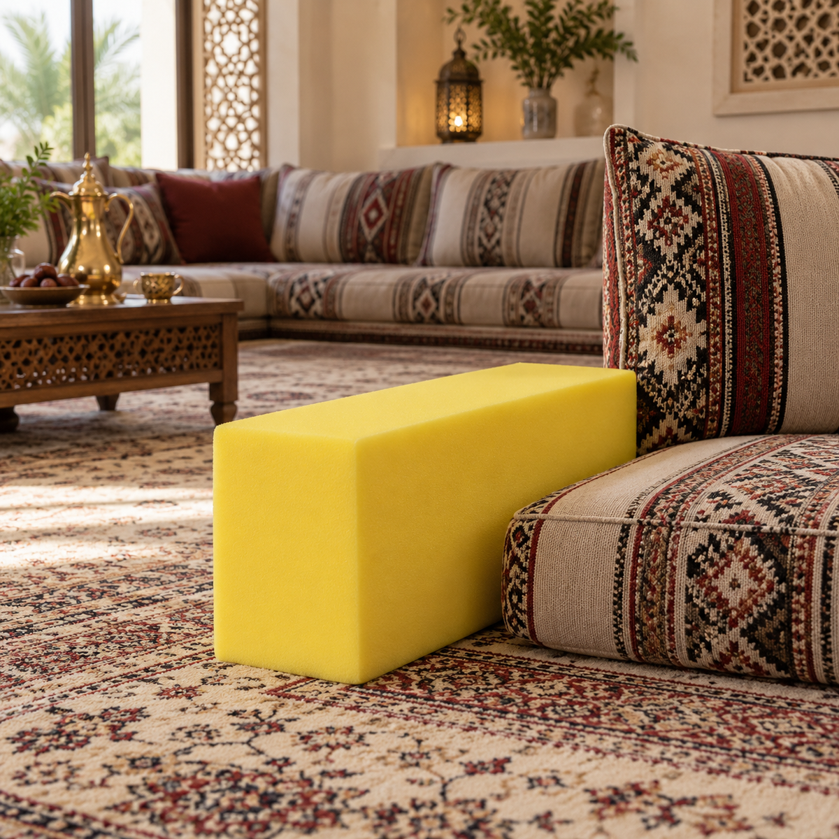 Arabic Majlis Jalsa Armrest Insert 50x20x20cm Yellow Foam Soft