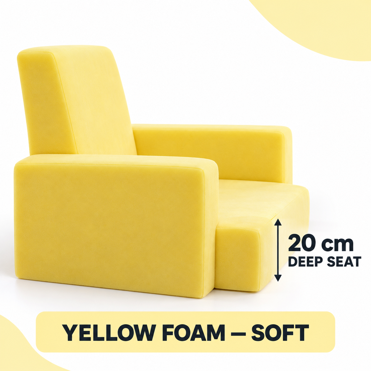Arabic Majlis Jalsa Single Sofa Foam Set 20cm Deep Seat Yellow Foam Soft