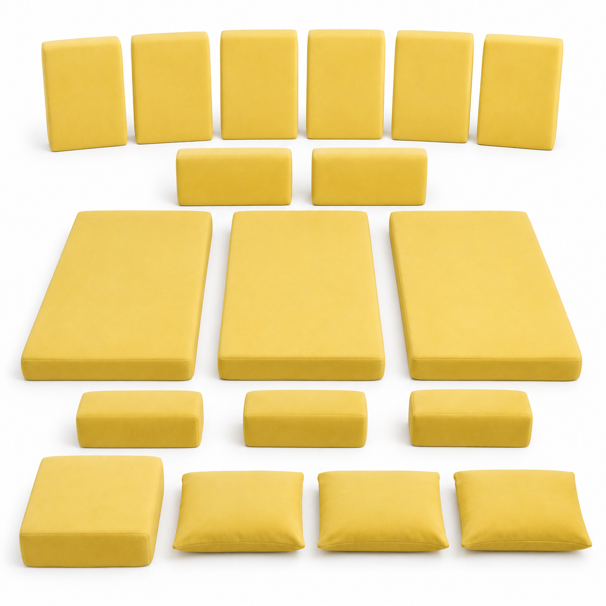 Arabic Majlis Jalsa U Shape Sofa Foam Set 20cm Deep Seat Yellow Foam Soft