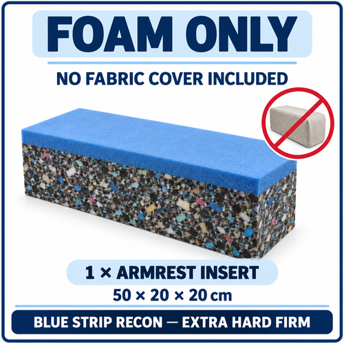 Arabic Majlis Armrest Insert 50x20x20cm Blue Strip Recon Foam Extra Hard Firm