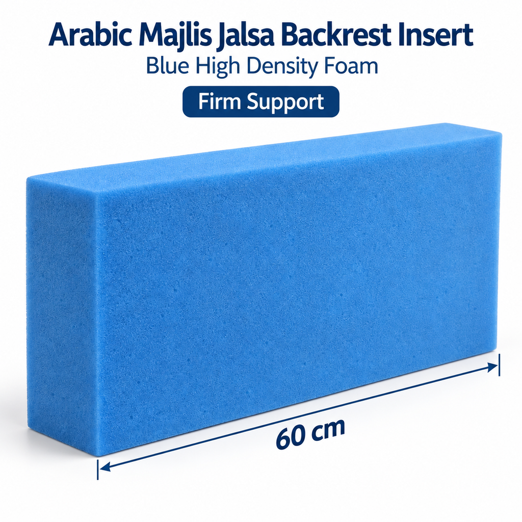 Arabic Majlis Jalsa Backrest Insert 60cm Blue High Density Foam Firm