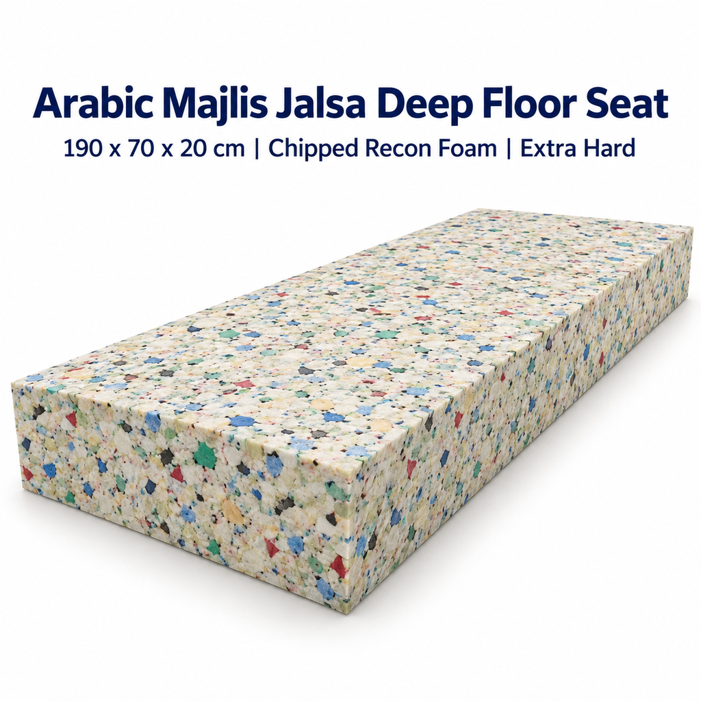Arabic Majlis Jalsa Deep Floor Seat 190x70x20cm Chipped Recon Foam Extra Hard