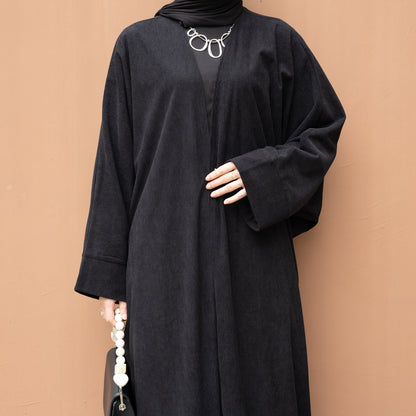 Altasawuq New Winter Corduroy Coat for Women Warm Thick Kimono Cardigan Arab Turkey Modest Abaya Islam Clothing Femme Retro Robe