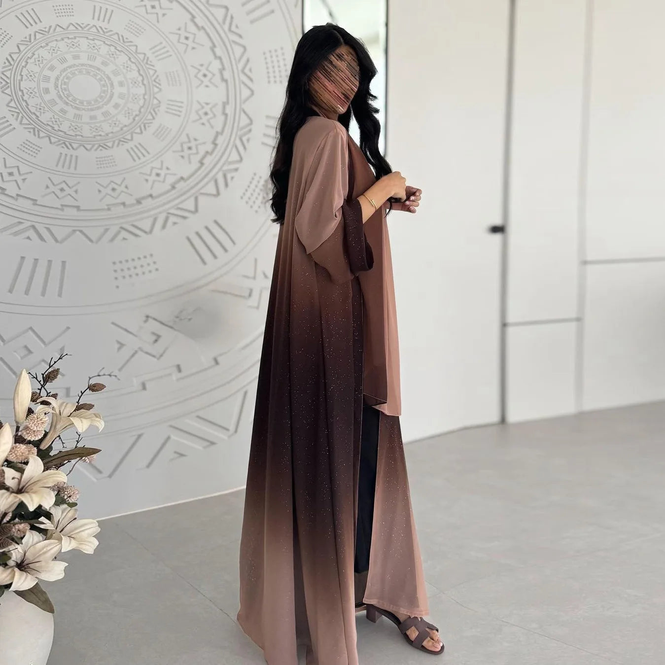 Altasawuq Muslim Chiffon Cardigan for Women Eid Dubai Glitter Abaya Open Kimono Dress Luxury Islam Party Jalabiya Clothes Turkey Robe Arab