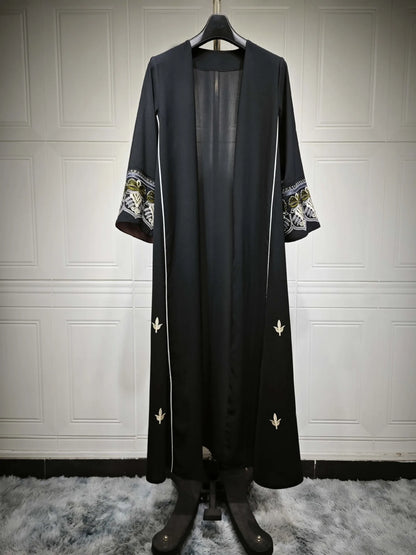 Altasawuq Abaya Women Black Eid Ramadan Open Kimono Abayas Muslim Girls Dress Embroidery Kaftan Kebaya Jalabiya Islamic Robe Clothing