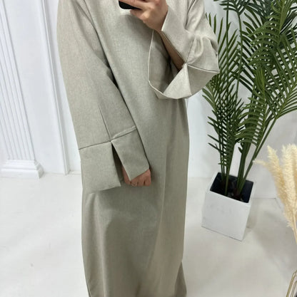 Altasawuq Cotton Linen Closed Abaya Dress Türkiye Casual Plain Abayas for Women Dubai Luxury Ramadan Islamic Kaftan Muslim Hijab Robe