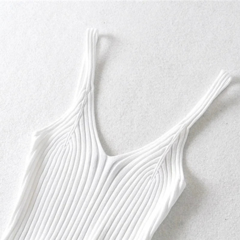 Sexy Crop Tops Knit Halter Tank Top Women Summer Camis Backless Camisole Fashion Ribbed Tube Top Female Sleeveless Cropped Vest