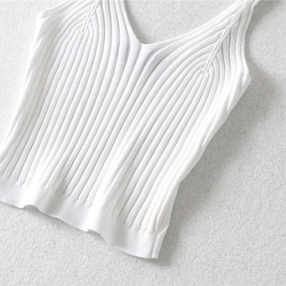 Sexy Crop Tops Knit Halter Tank Top Women Summer Camis Backless Camisole Fashion Ribbed Tube Top Female Sleeveless Cropped Vest