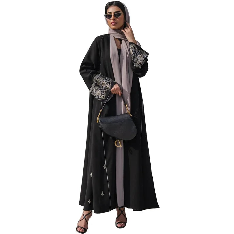 Altasawuq Abaya Women Black Eid Ramadan Open Kimono Abayas Muslim Girls Dress Embroidery Kaftan Kebaya Jalabiya Islamic Robe Clothing