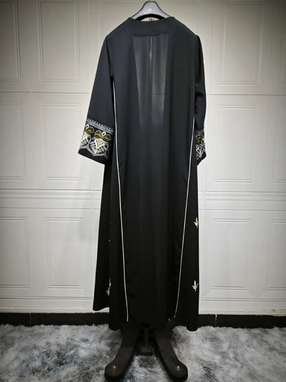 Altasawuq Summer Ramadan Eid Black Embroidery Open Modest Abaya Dubai Muslim Kimono Abayas For Women Kaftan Dresses Islamic Clothing