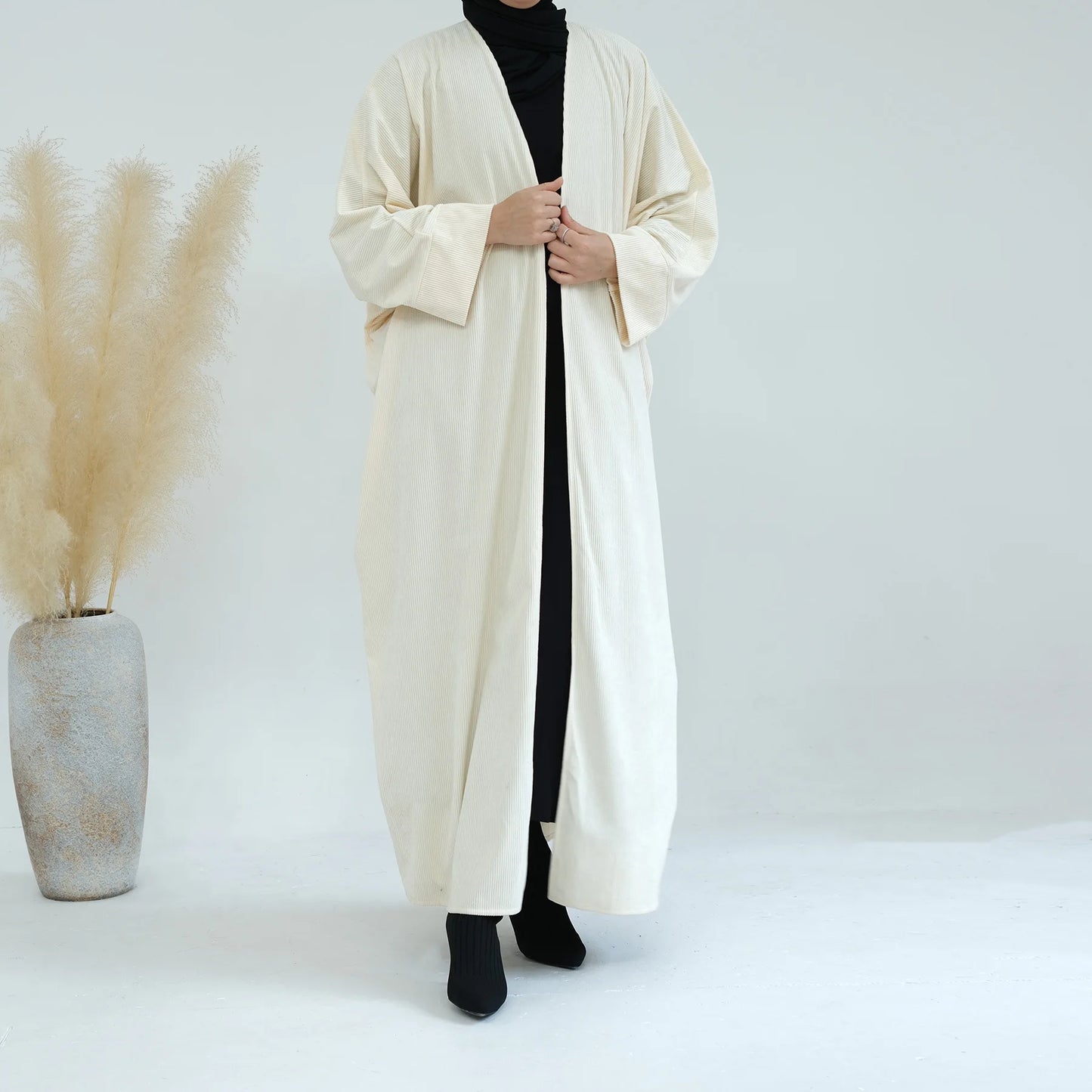 Altasawuq New Winter Corduroy Coat for Women Warm Thick Kimono Cardigan Arab Turkey Modest Abaya Islam Clothing Femme Retro Robe