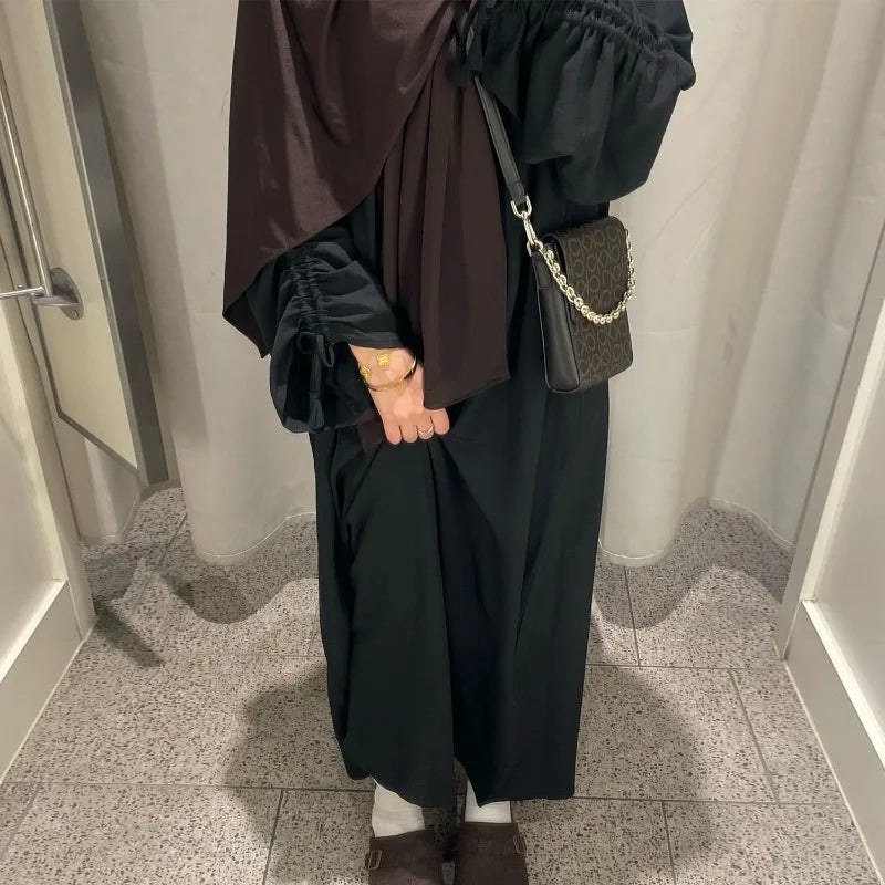 Altasawuq Arabian Muslim Women Modest Dress Eid Dubai Plain Abaya Islamic Holiday Party Solid Türkiye Lace-up Cuffs Long Clothes