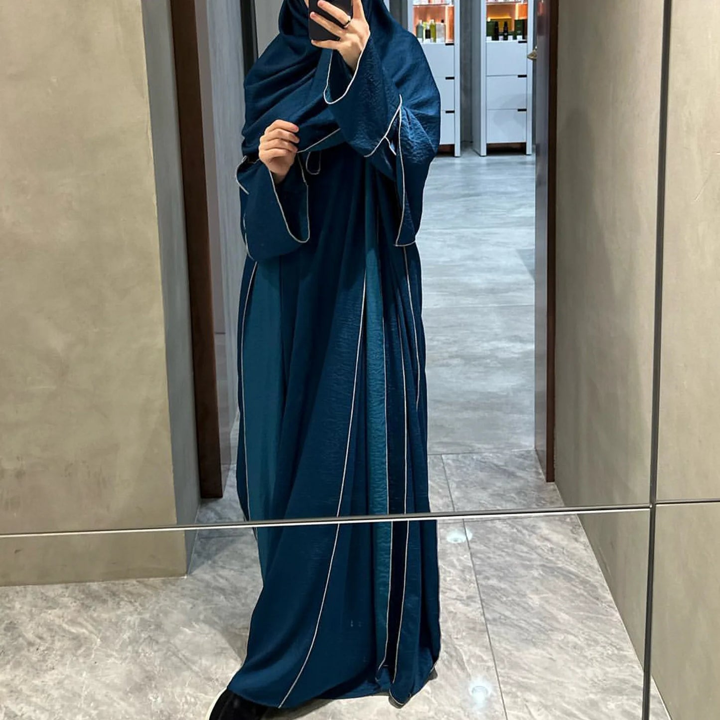 New Modest Dress Open Abaya and Hijab 3 Piece Suits for Women Eid Ramadan Muslim Sets Kimono Coat Elegant Islam Clothing