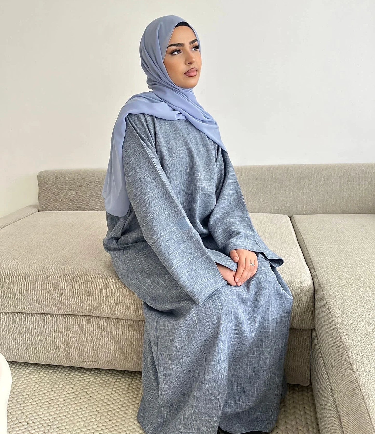 Altasawuq Cotton Linen Closed Abaya Dress Türkiye Casual Plain Abayas for Women Dubai Luxury Ramadan Islamic Kaftan Muslim Hijab Robe