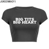 Altasawuq Big Tits Big Heart Print Pattern New Summer Short Sleeve O Neck Cropped Navel Women Crop Tops Fashion T-Shirt