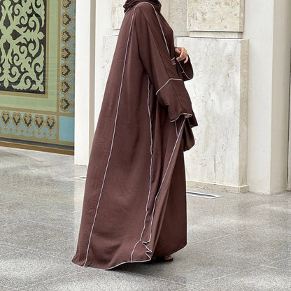 New Modest Dress Open Abaya and Hijab 3 Piece Suits for Women Eid Ramadan Muslim Sets Kimono Coat Elegant Islam Clothing