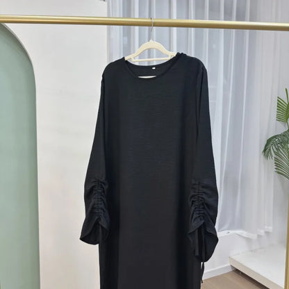 Altasawuq Arabian Muslim Women Modest Dress Eid Dubai Plain Abaya Islamic Holiday Party Solid Türkiye Lace-up Cuffs Long Clothes