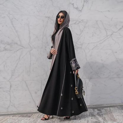 Altasawuq Abaya Women Black Eid Ramadan Open Kimono Abayas Muslim Girls Dress Embroidery Kaftan Kebaya Jalabiya Islamic Robe Clothing