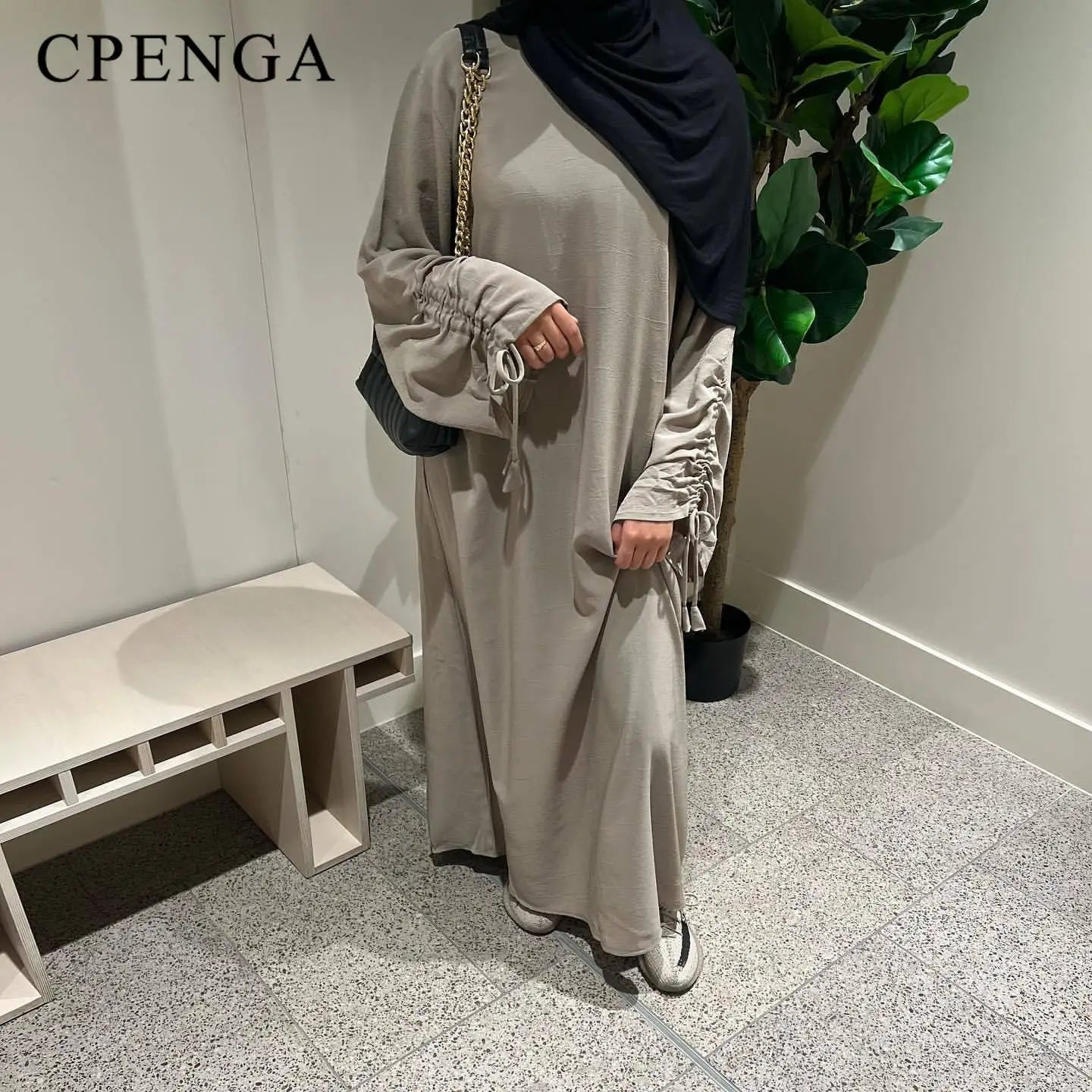 Altasawuq Arabian Muslim Women Modest Dress Eid Dubai Plain Abaya Islamic Holiday Party Solid Türkiye Lace-up Cuffs Long Clothes