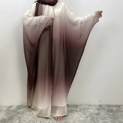 Altasawuq Muslim Chiffon Cardigan for Women Eid Dubai Glitter Abaya Open Kimono Dress Luxury Islam Party Jalabiya Clothes Turkey Robe Arab