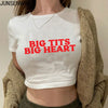 Altasawuq Big Tits Big Heart Print Pattern New Summer Short Sleeve O Neck Cropped Navel Women Crop Tops Fashion T-Shirt