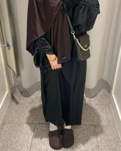 Altasawuq Arabian Muslim Women Modest Dress Eid Dubai Plain Abaya Islamic Holiday Party Solid Türkiye Lace-up Cuffs Long Clothes