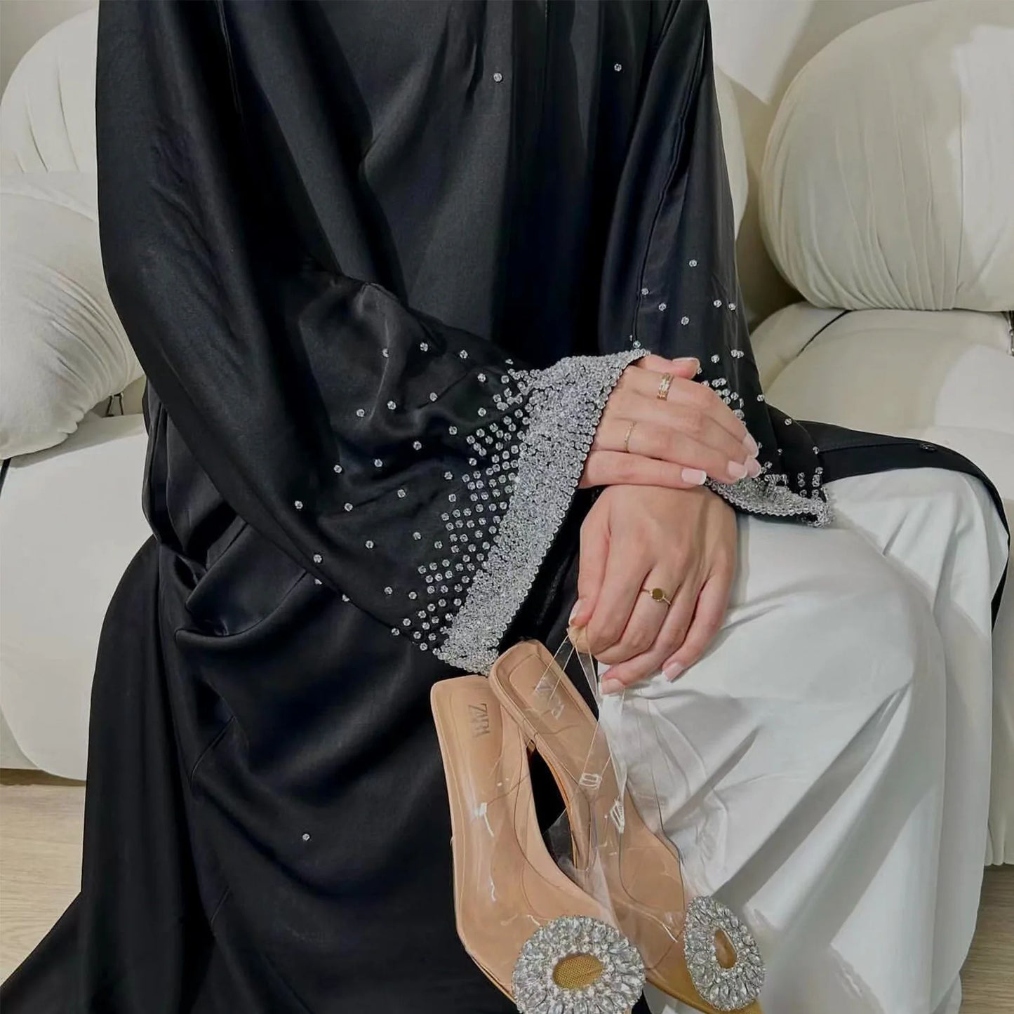 Altasawuq Luxury Dubai Abayas Nida Diamond Kimono Open Abaya for Women Muslim Dress Ramadan Eid Kaftan Islam Jalabiya Caftan Marocain Robe