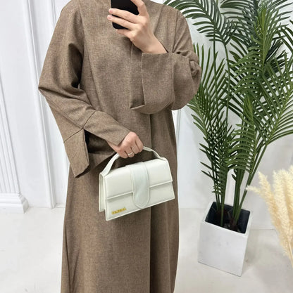 Altasawuq Cotton Linen Closed Abaya Dress Türkiye Casual Plain Abayas for Women Dubai Luxury Ramadan Islamic Kaftan Muslim Hijab Robe