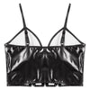 Altasawuq Womens Glossy Patent Leather Crop Top Front Zippers Backless Camisole Deep V Neck Front Zipper Backless Sling Vest Tops Clubwear