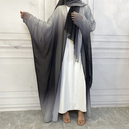 Altasawuq Muslim Chiffon Cardigan for Women Eid Dubai Glitter Abaya Open Kimono Dress Luxury Islam Party Jalabiya Clothes Turkey Robe Arab