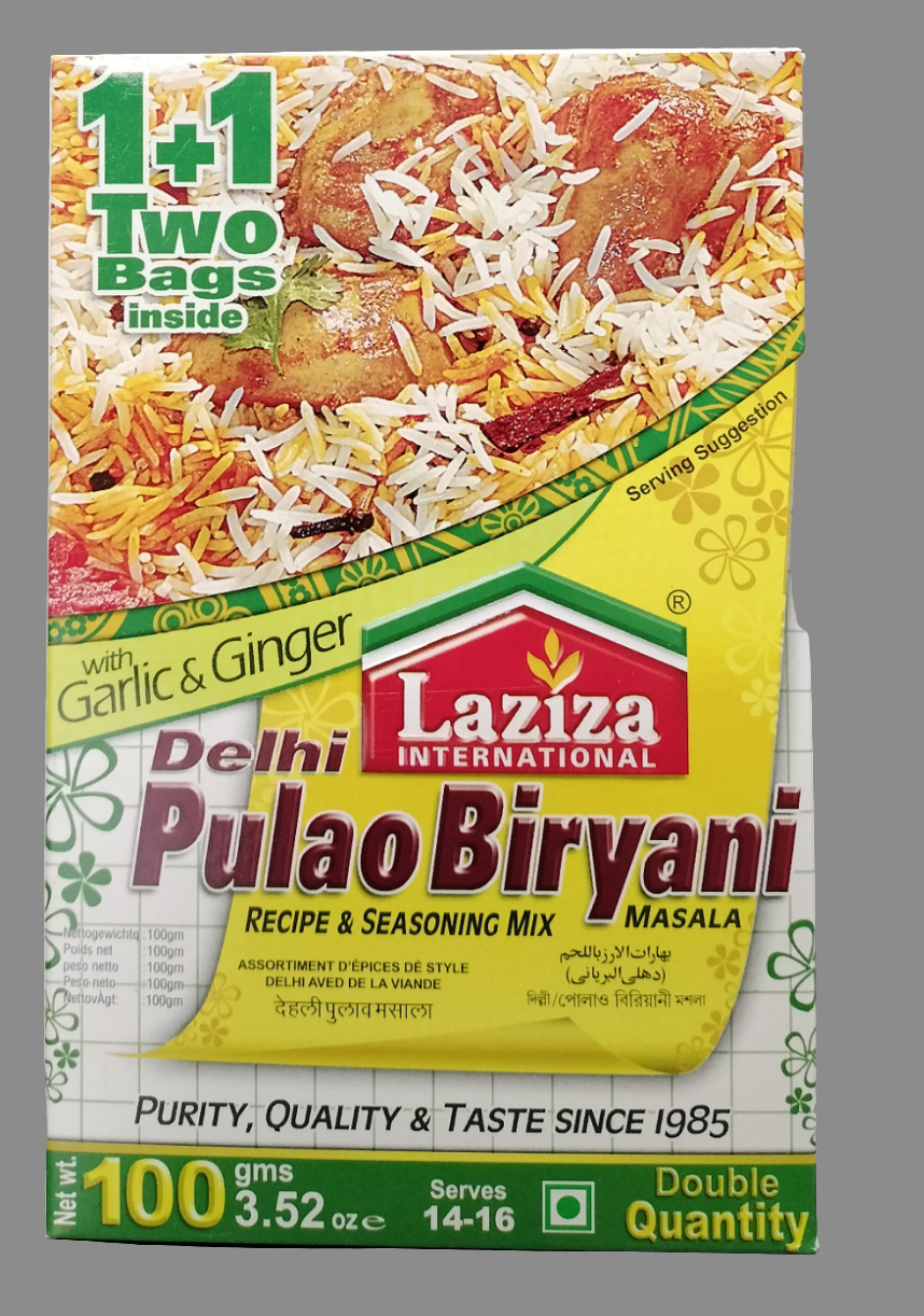 laziza-delhi-pulao-biryani-masala-recepe & seasoning-mix-with-ginger-garlic