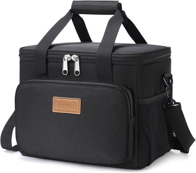 Lunch Bag 8.5L 12 Can Insulated Lunch Box Soft Cooler Cooling Tote for Adult Men Women, Black
