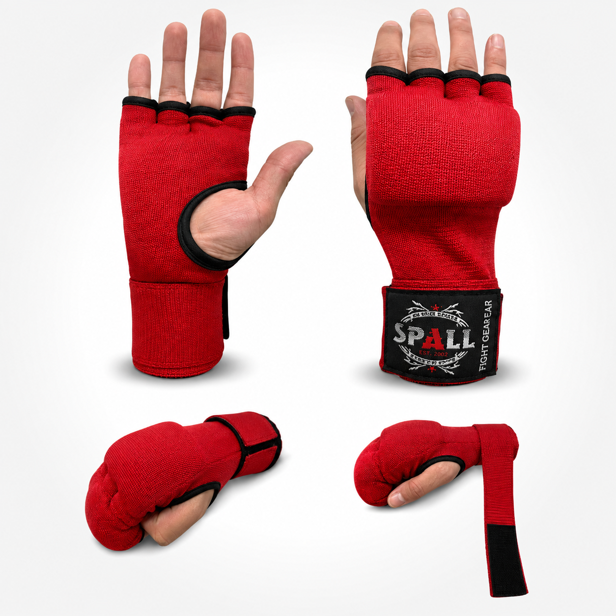 Red gel padded boxing hand wraps inner gloves for MMA Muay Thai kickboxing