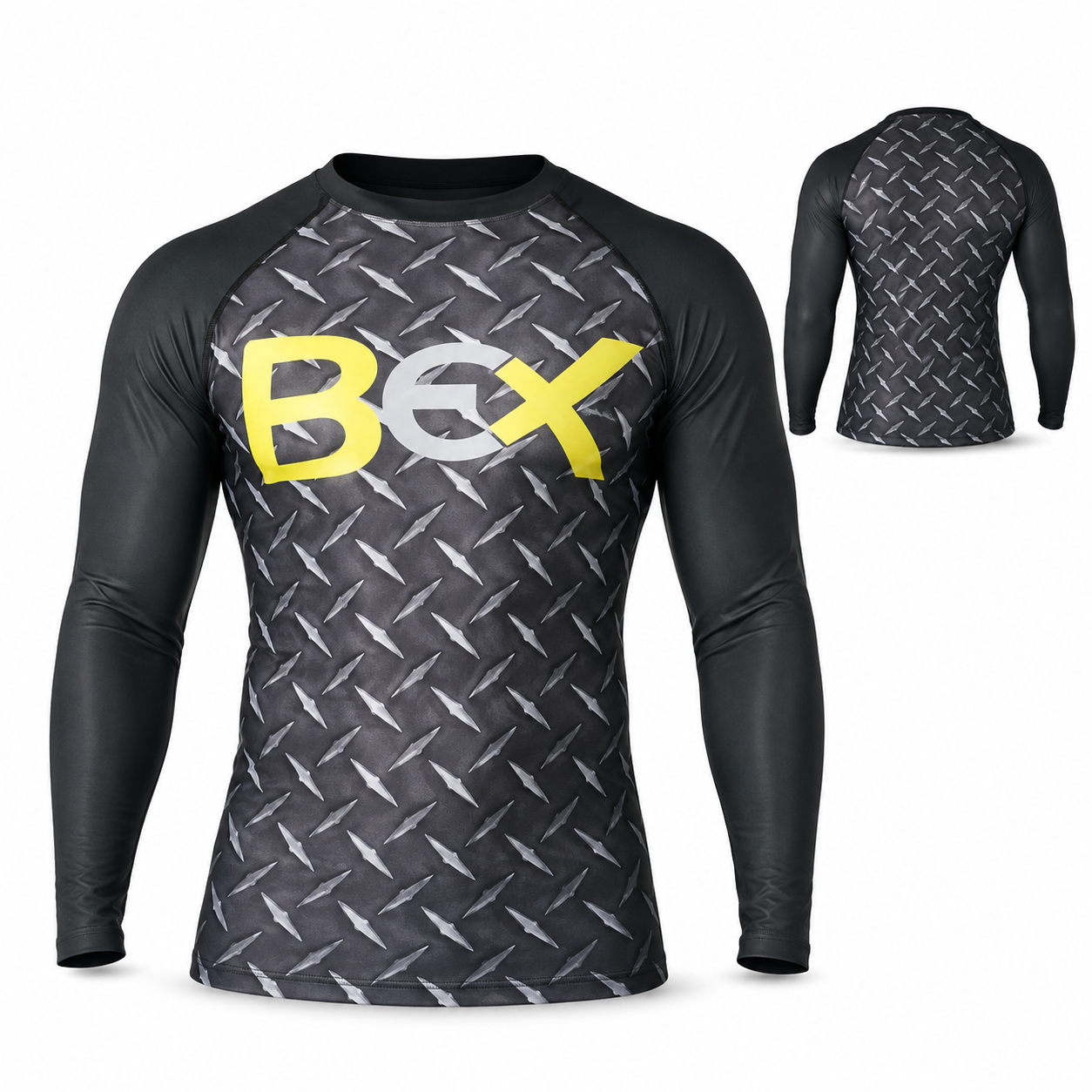 Men's charcoal long sleeve compression gym base layer top