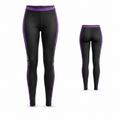 Black and purple full length compression training leggings