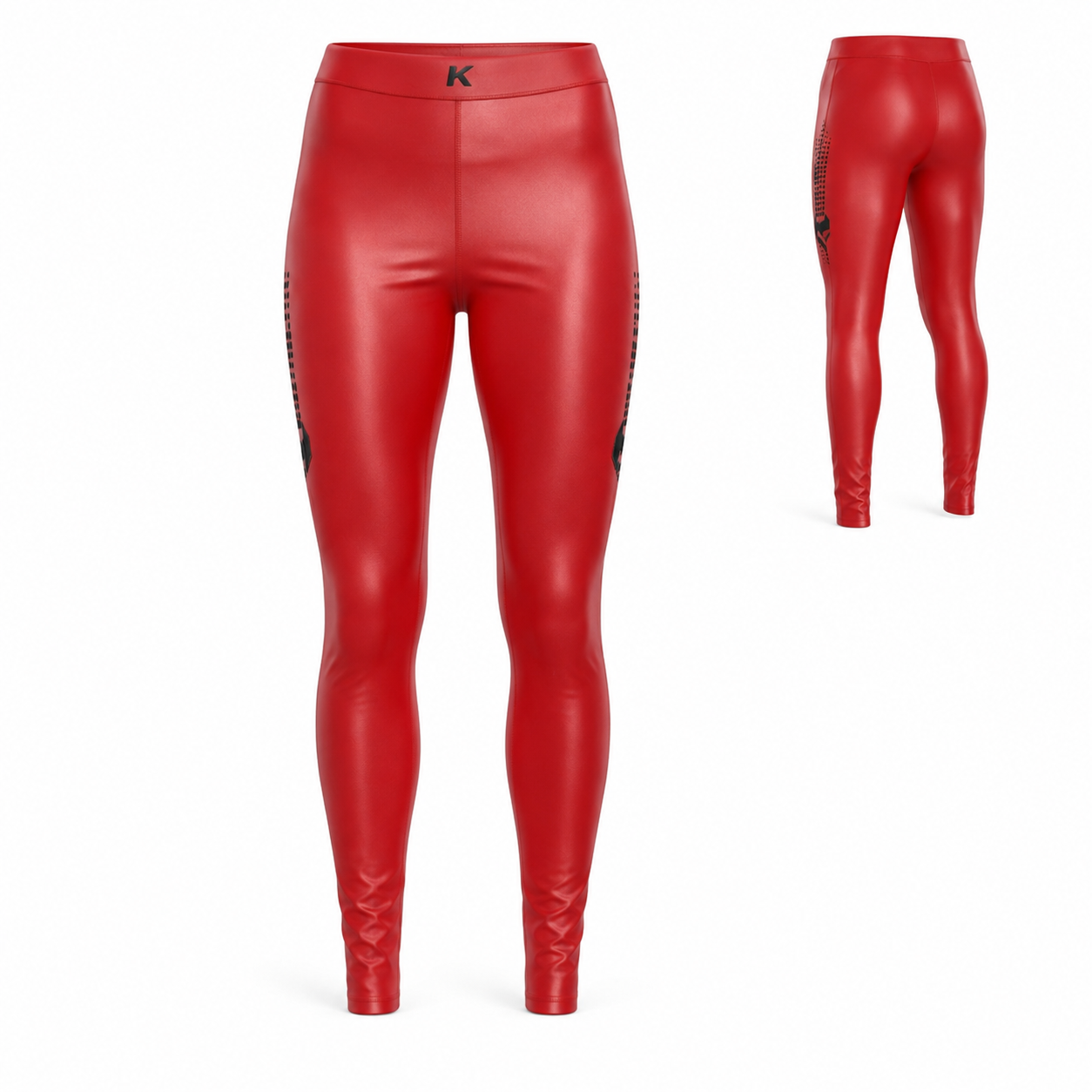 Red full length compression pants tights training leggings